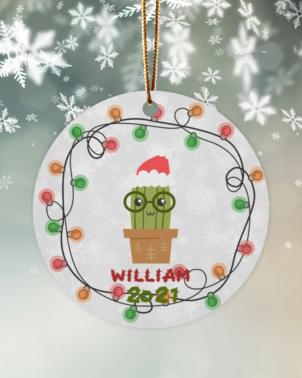 RD Personalized Cactus Christmas Ornament Keepsake Ornament Cactus, Gift for Cactus lover