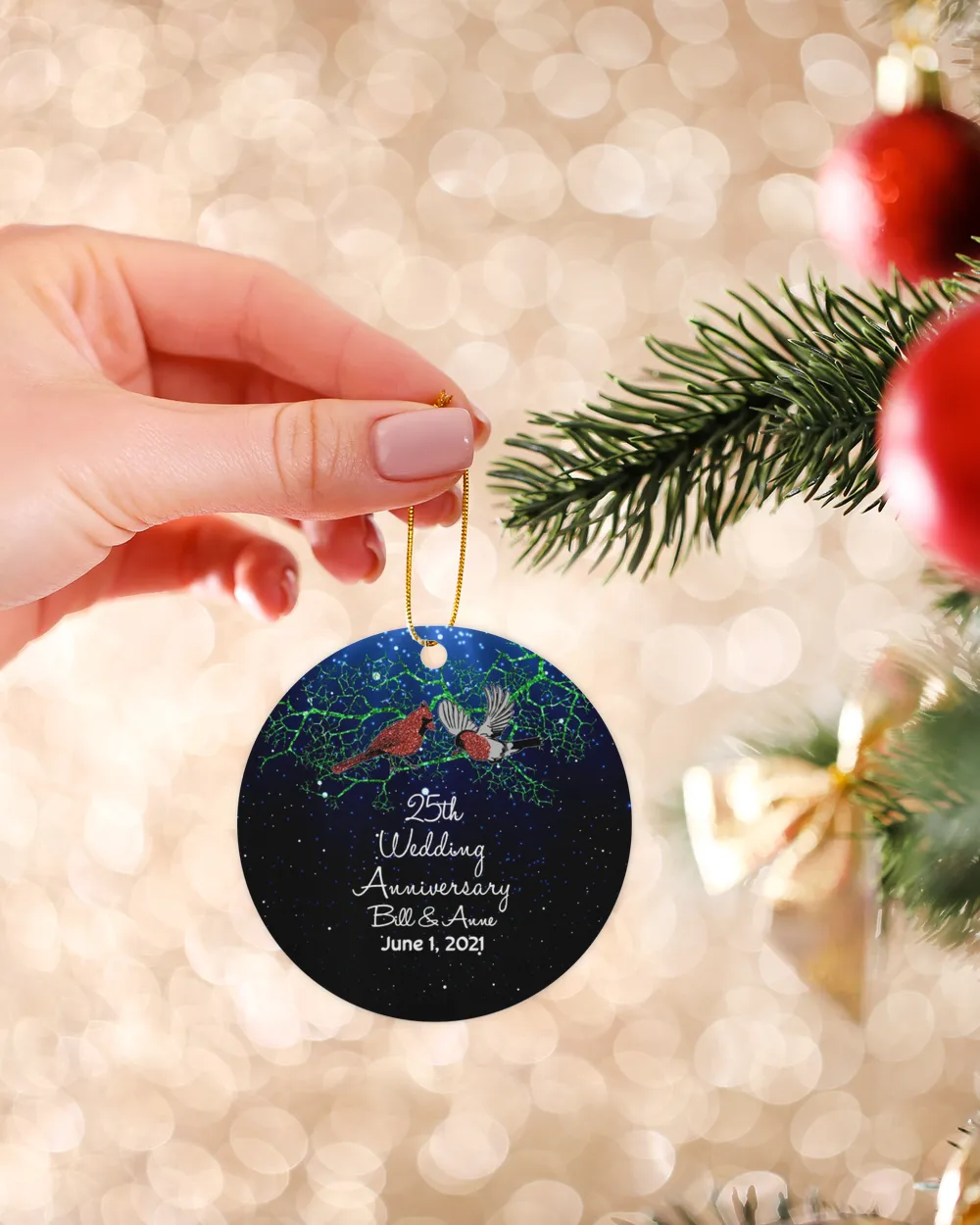 RD Personalized Christmas Ornament 25th Anniversary Gift