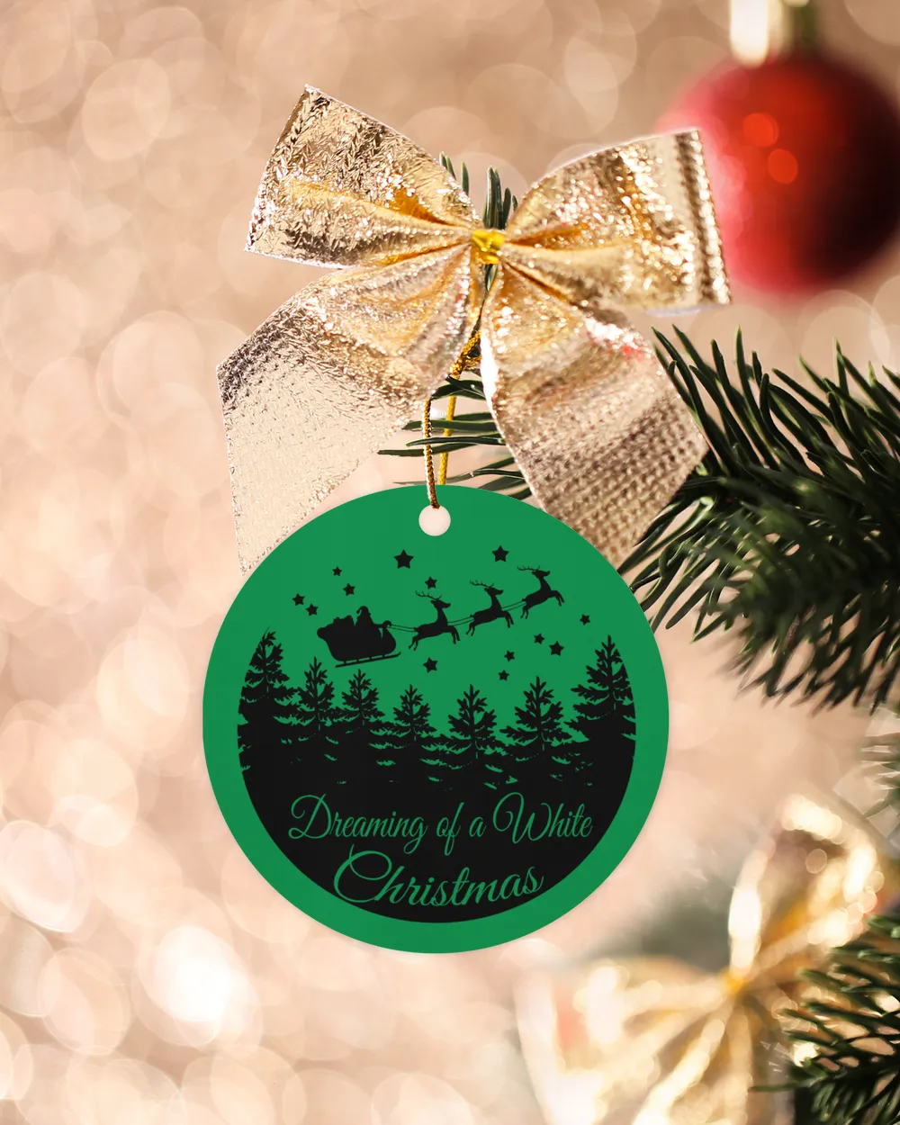 Dreaming Of A White Christmas Ornament - Circle