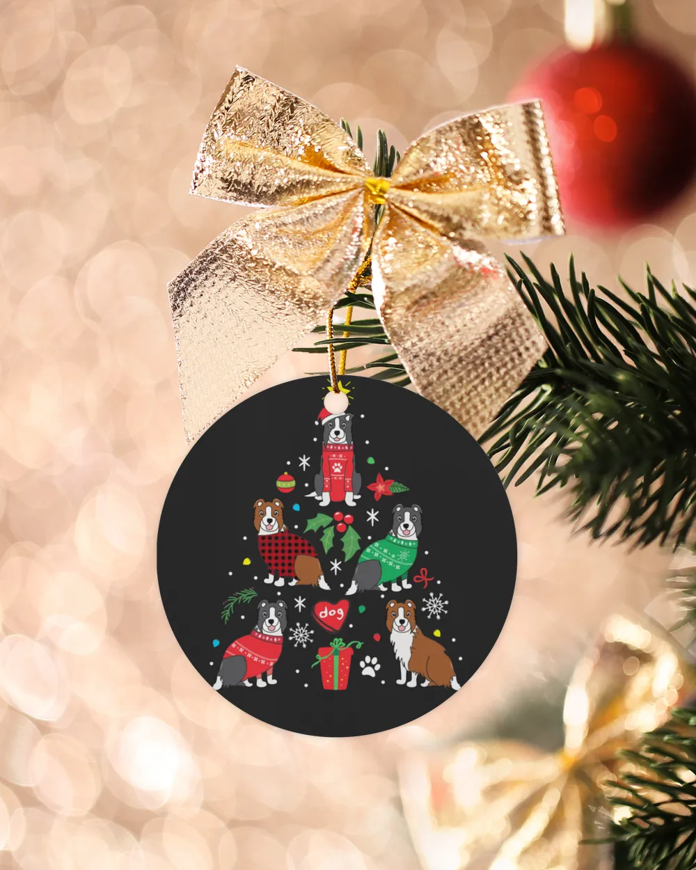 Border Collie Christmas Ornament Ornament