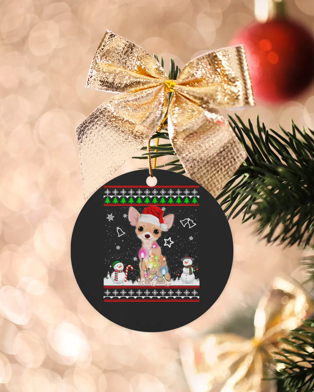 Chihuahua Christmas Dog Light Ugly Sweater 342