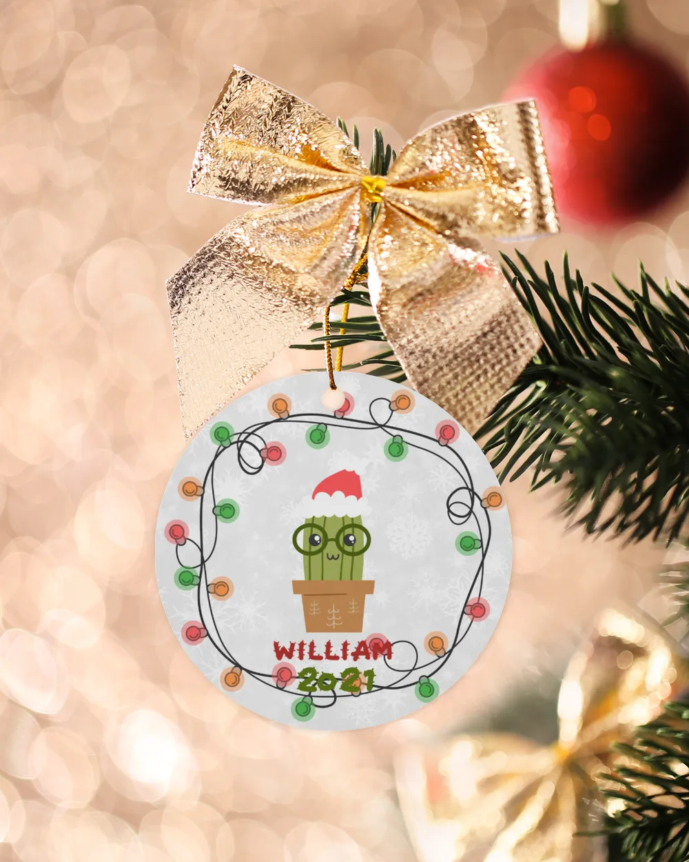 RD Personalized Cactus Christmas Ornament Keepsake Ornament Cactus, Gift for Cactus lover