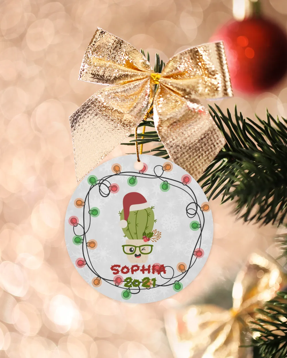 RD Personalized Xmas Cactus Christmas Ornament Keepsake Ornament Cactus Ornament