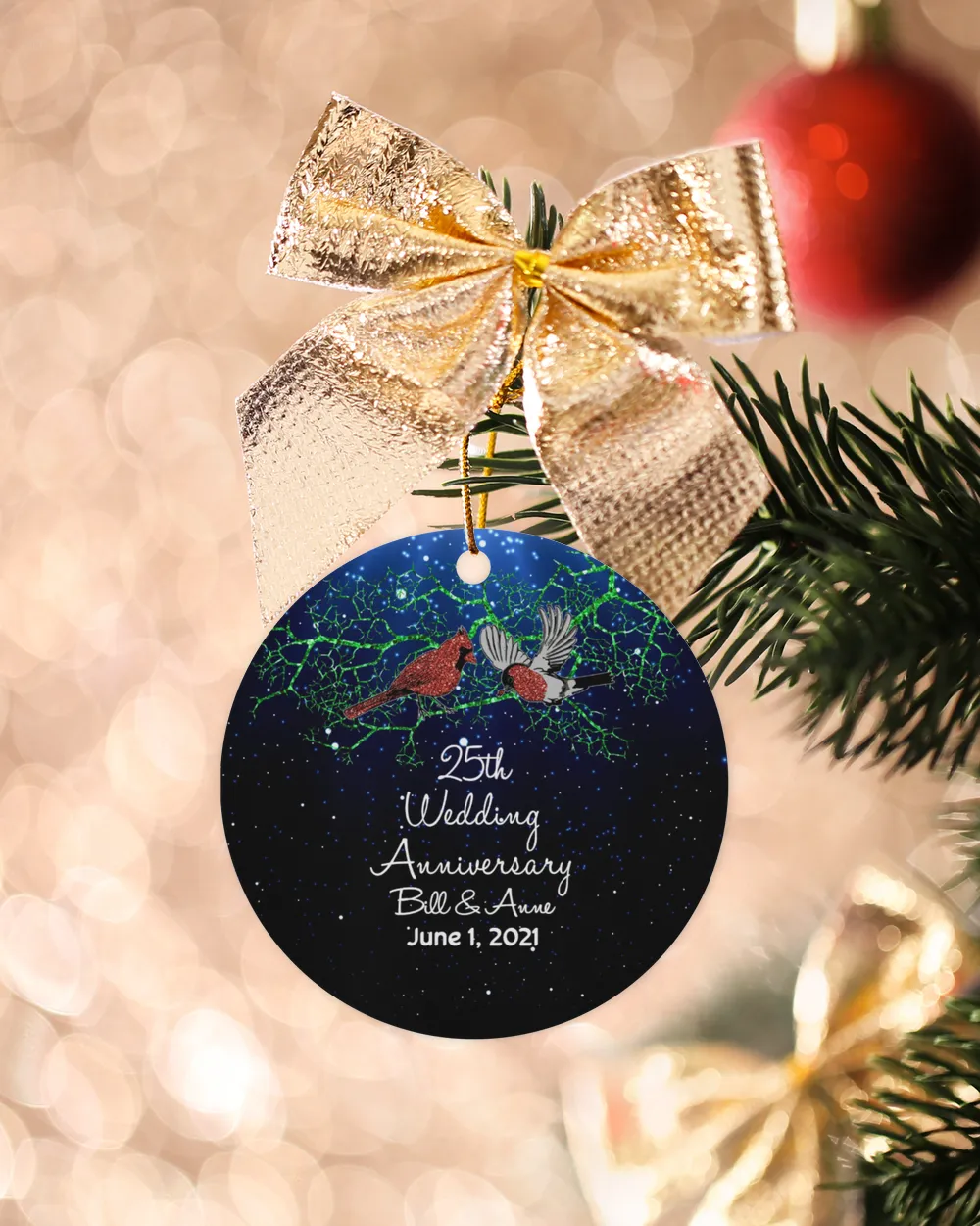 RD Personalized Christmas Ornament 25th Anniversary Gift