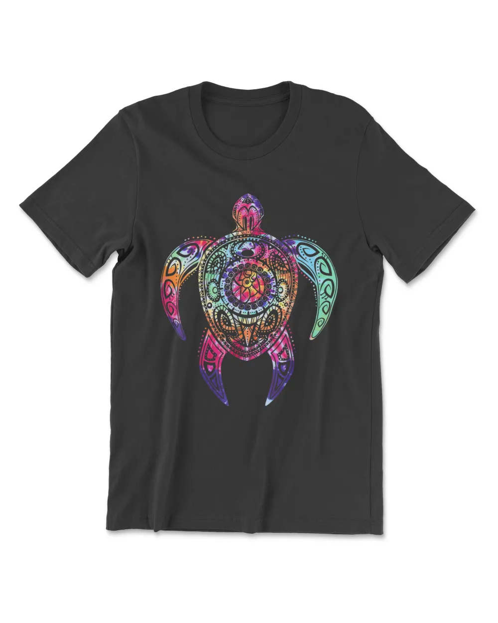 Hippie Tie Dye Shirt, Psychedelic Sea Turtle Tribal Men's Premium Tshirt black s