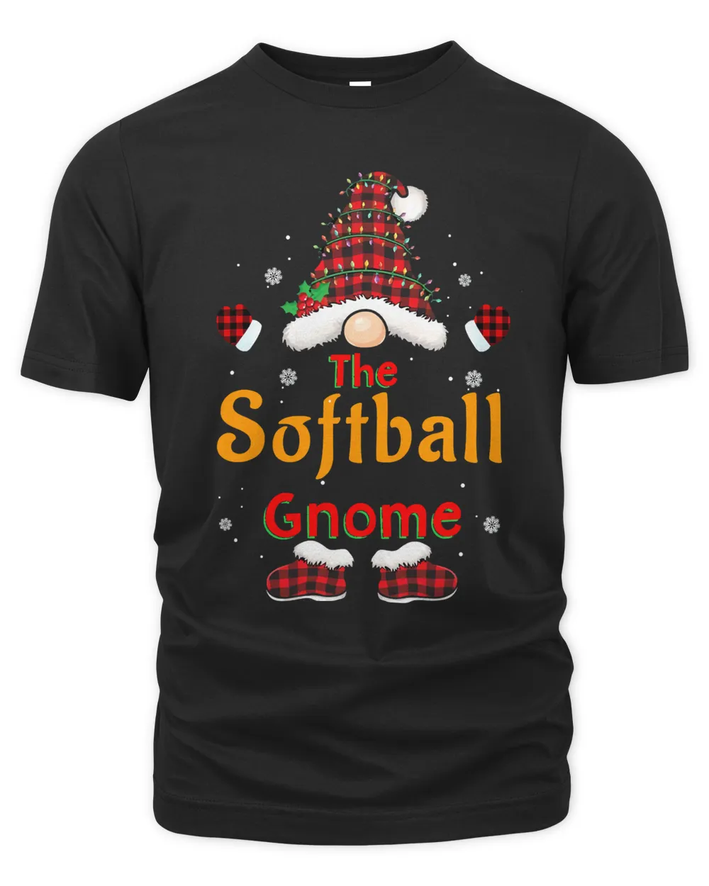 Softball Gnome Buffalo Plaid Matching Family Christmas 271