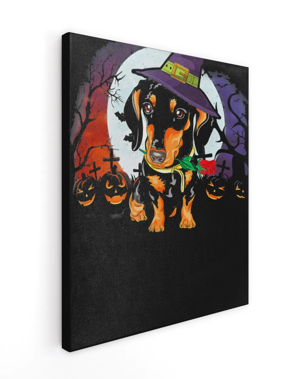 Cute Halloween Dachshund Puppy Pumpkins