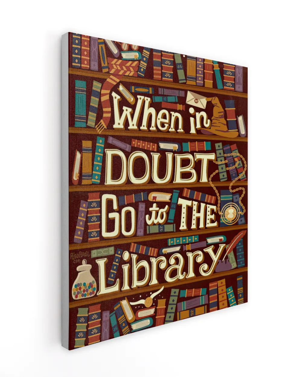 When In Doubt Go To The Library Poster and Canvas Ready To Hang Portrait Canvas white 11x14in