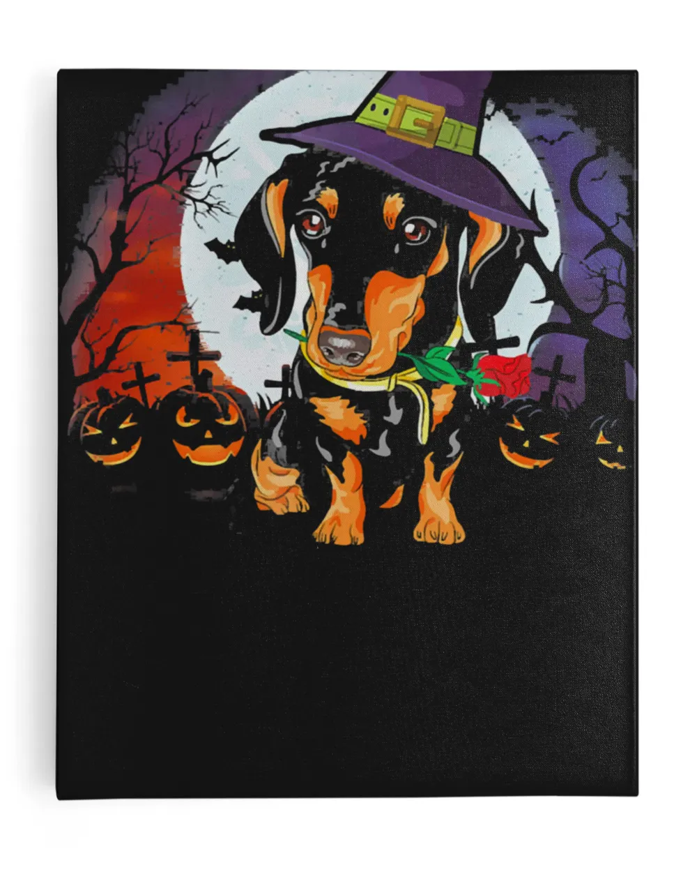 Cute Halloween Dachshund Puppy Pumpkins