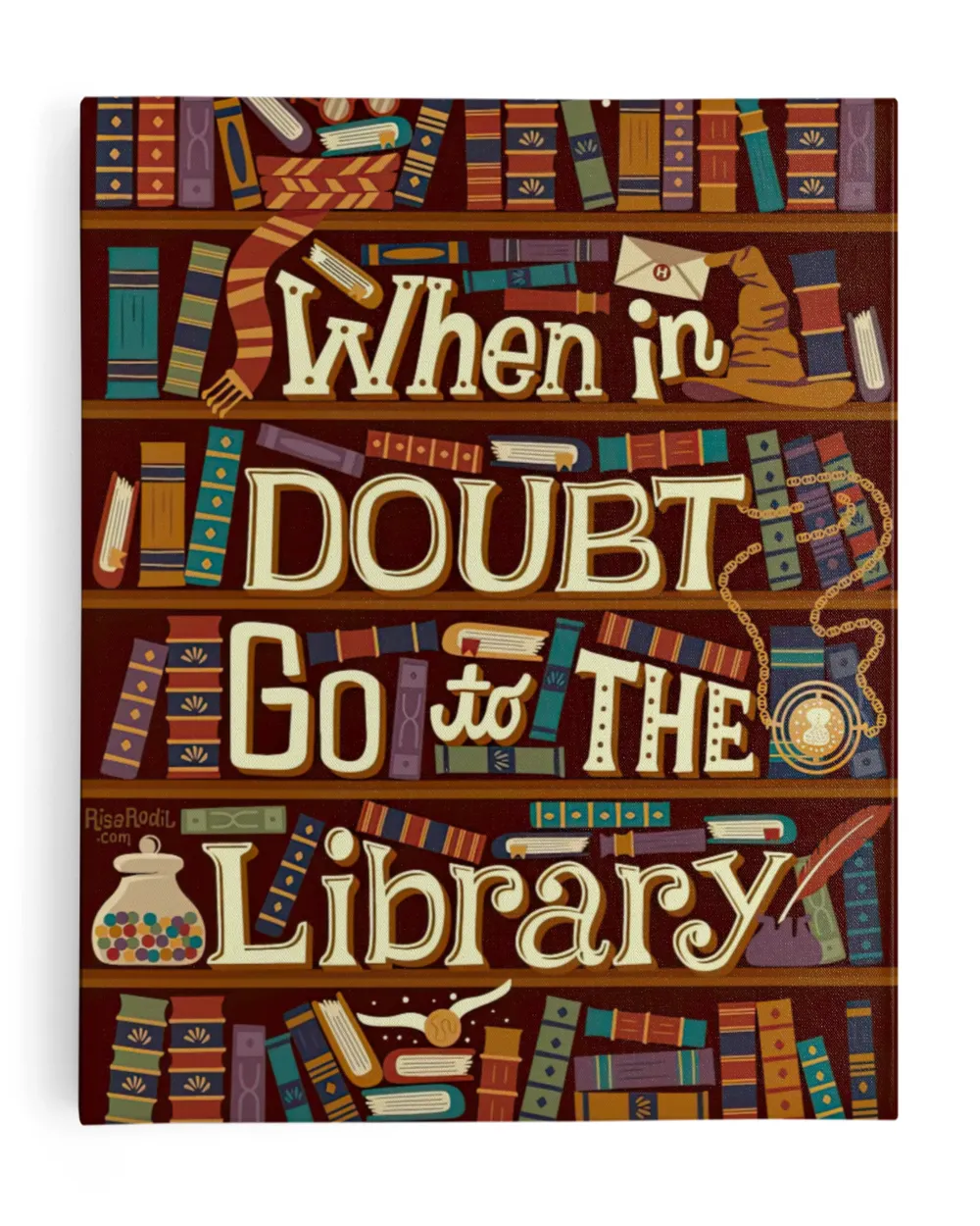 When In Doubt Go To The Library Poster and Canvas Ready To Hang Portrait Canvas white 11x14in