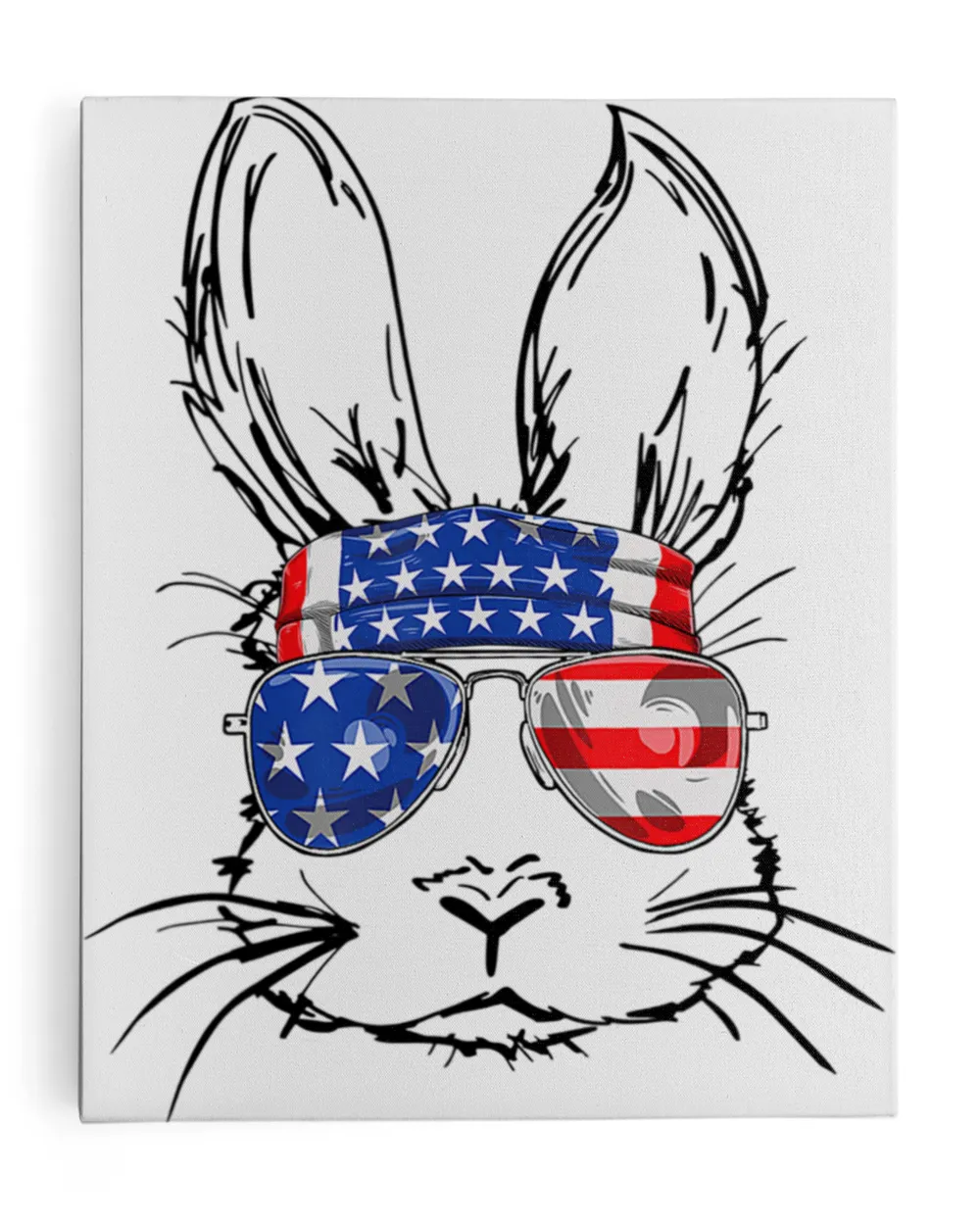 Bunny Face With Sunglasses headband America Flag Easter Day T-Shirt