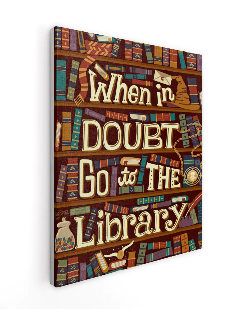 When In Doubt Go To The Library Poster and Canvas Ready To Hang Portrait Canvas white 11x14in