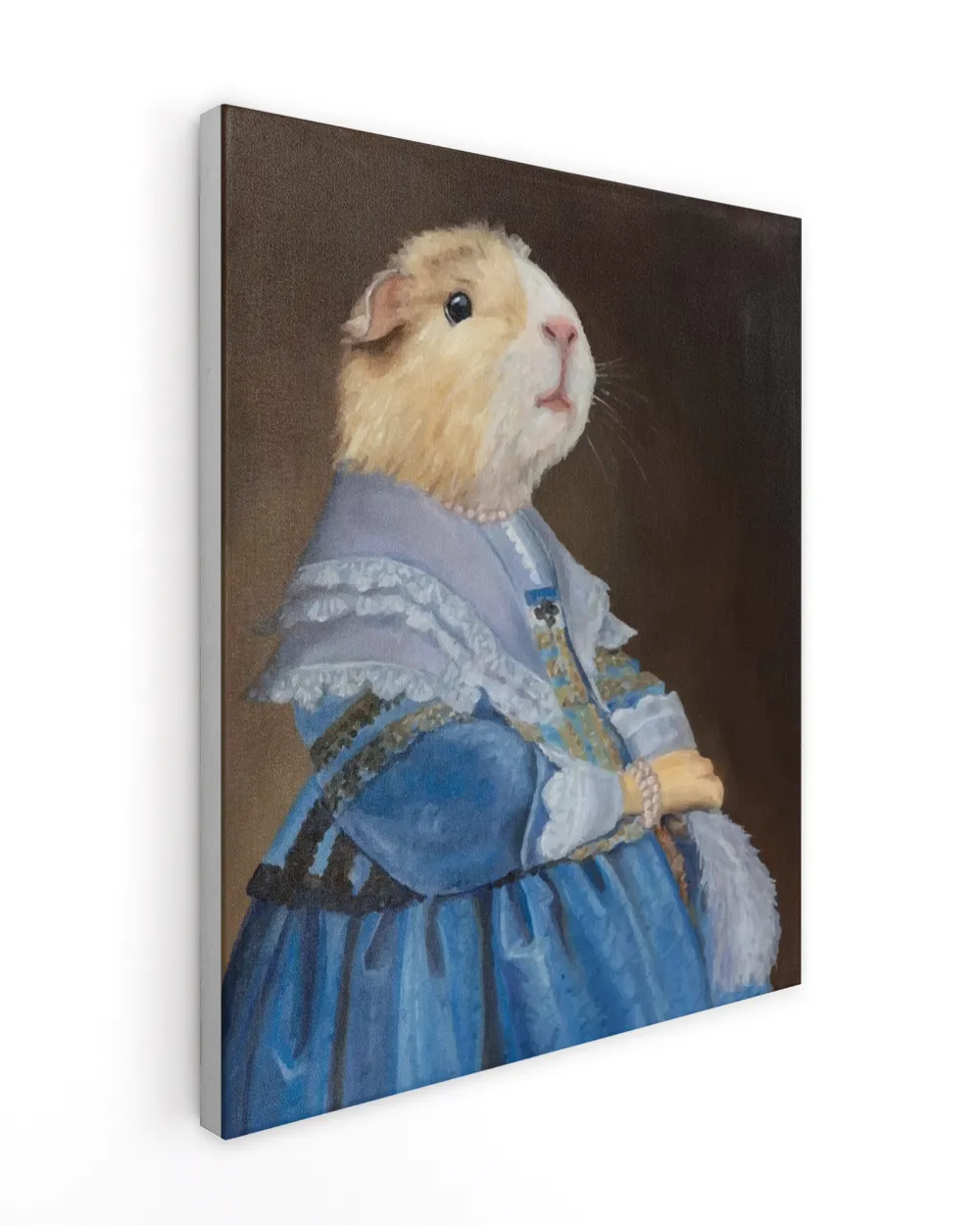 Guinea Pig Portrait on Stretch Fabric Wall Art Decor, ready to hang!