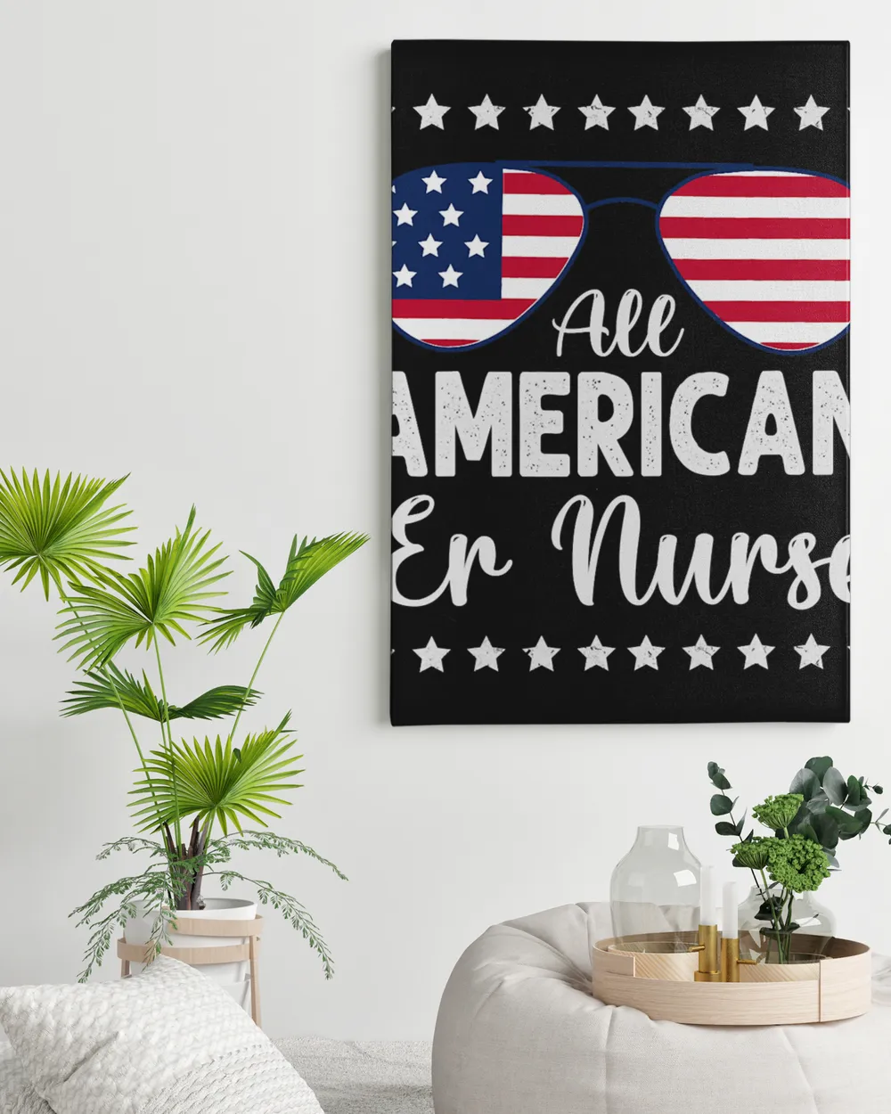 All American Er Nurse 4th Of July Apparel Sunglasses Flag T-Shirt