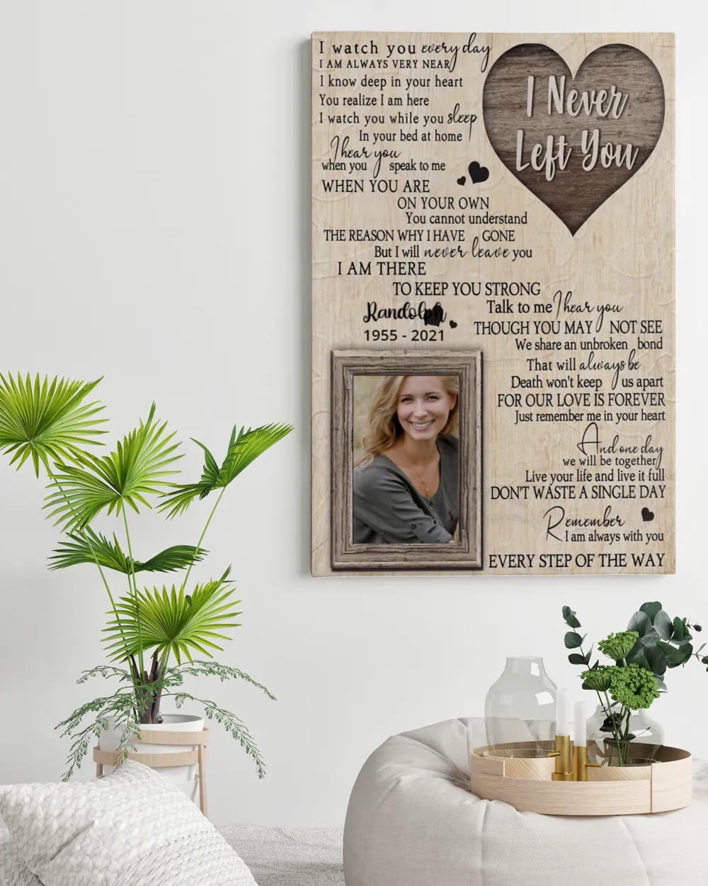Personalized Custom I Never Left You Heart Memorial Canvas Art FC60 Ready To Hang Portrait Canvas white 11x14in
