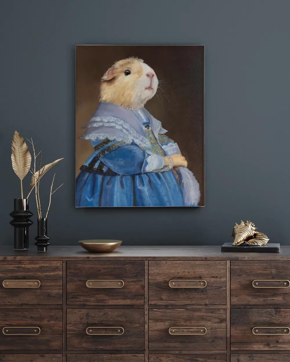 Guinea Pig Portrait on Stretch Fabric Wall Art Decor, ready to hang! Ready To Hang Portrait Canvas white 11x14in