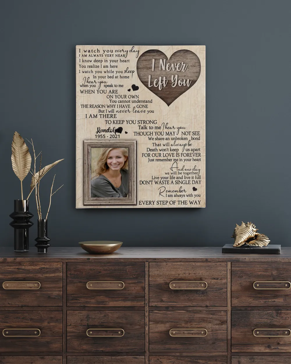 Personalized Custom I Never Left You Heart Memorial Canvas Art FC60 Ready To Hang Portrait Canvas white 11x14in