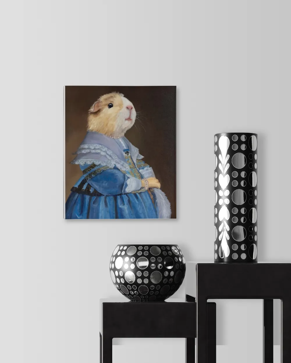 Guinea Pig Portrait on Stretch Fabric Wall Art Decor, ready to hang!