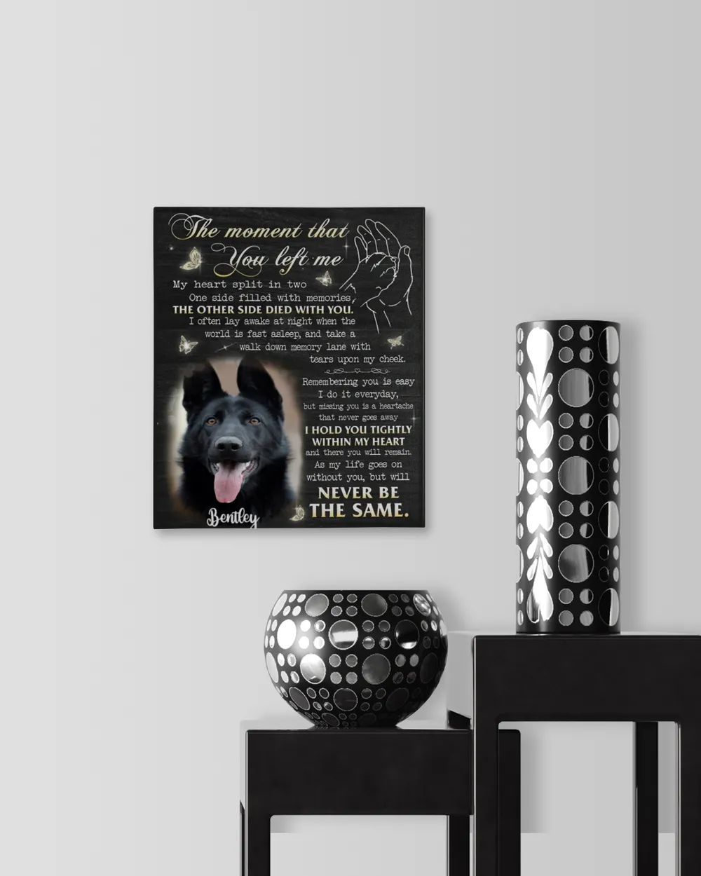 Personalized Custom The Moment That You Left Me My Heart Dog Pet Memorial Canvas Art Poster DC18 Ready To Hang Portrait Canvas white 11x14in