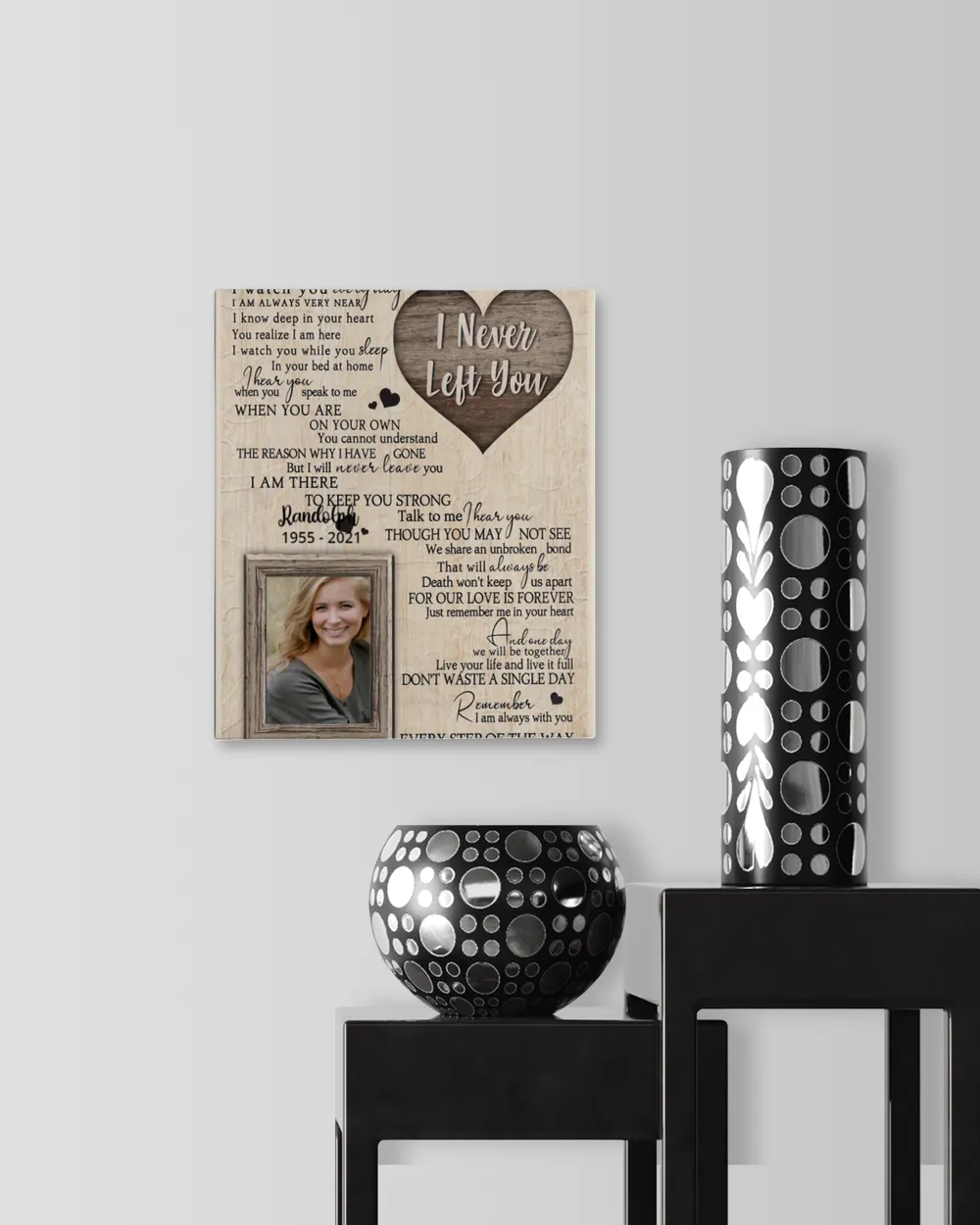Personalized Custom I Never Left You Heart Memorial Canvas Art FC60 Ready To Hang Portrait Canvas white 11x14in