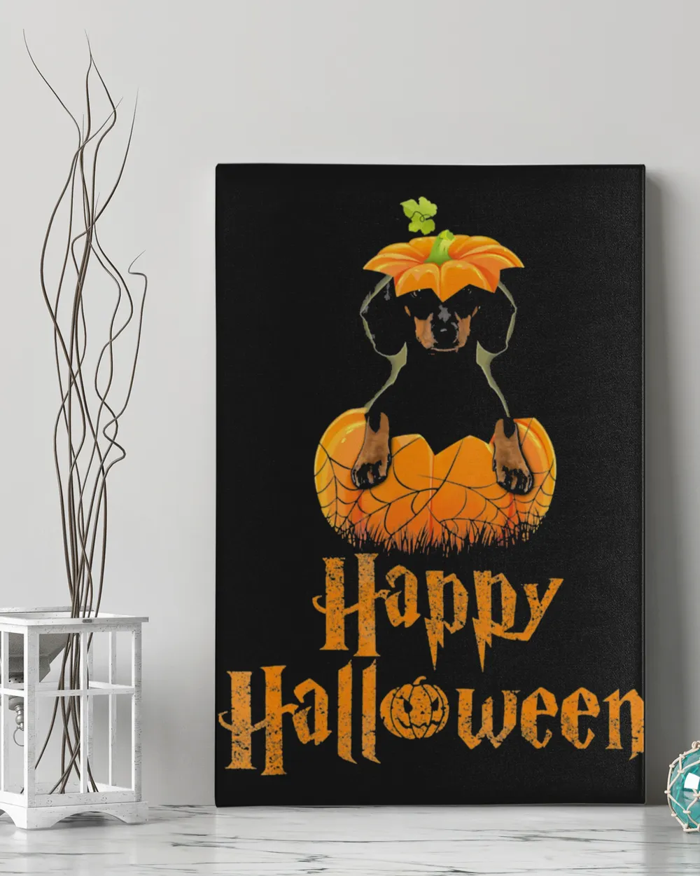 Cute Halloween Dachshund Pumpkins