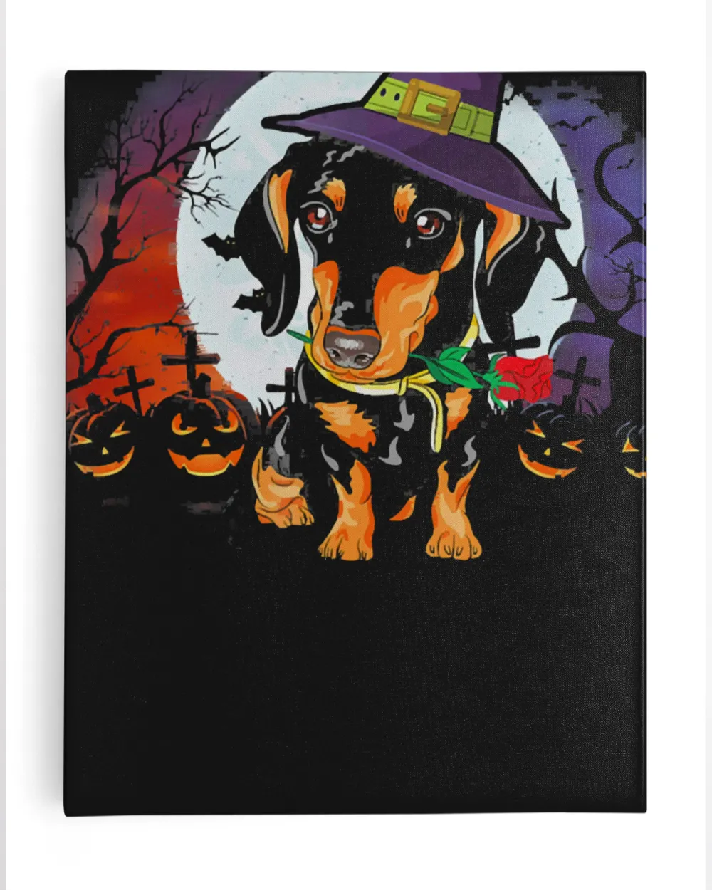 Cute Halloween Dachshund Puppy Pumpkins