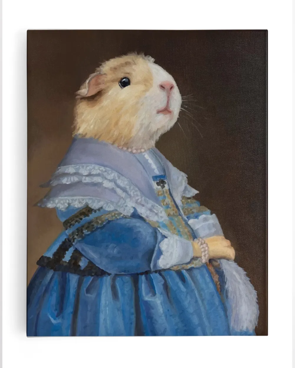 Guinea Pig Portrait on Stretch Fabric Wall Art Decor, ready to hang!