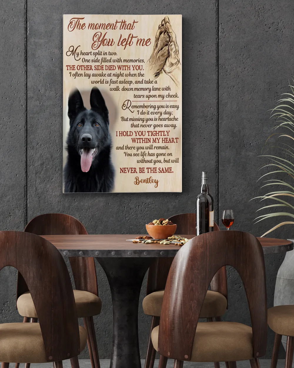 Personalized Custom The Moment That You Left Me My Heart Dog Pet Memorial Canvas Art Poster DC16 Ready To Hang Portrait Canvas white 11x14in