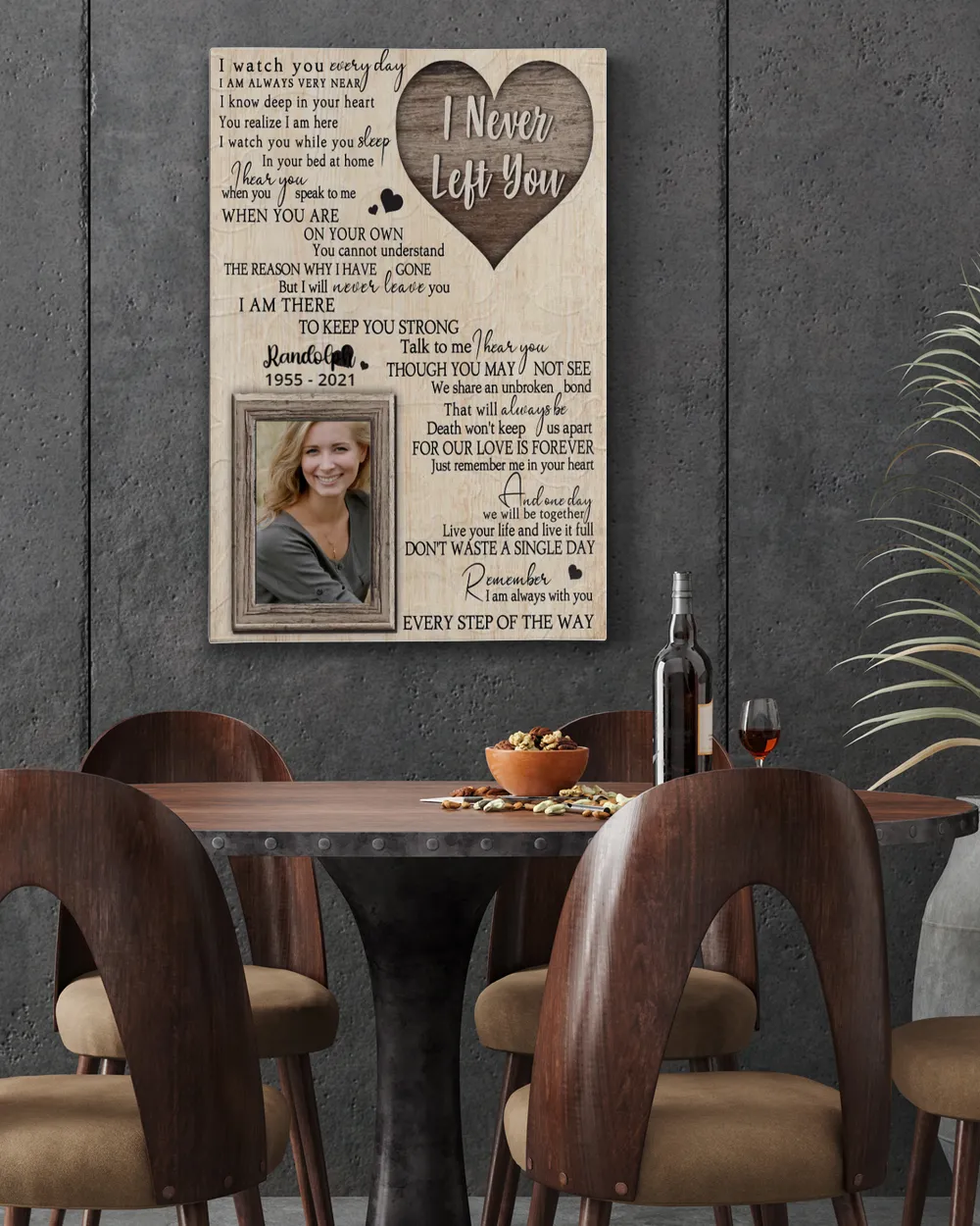 Personalized Custom I Never Left You Heart Memorial Canvas Art FC60 Ready To Hang Portrait Canvas white 11x14in