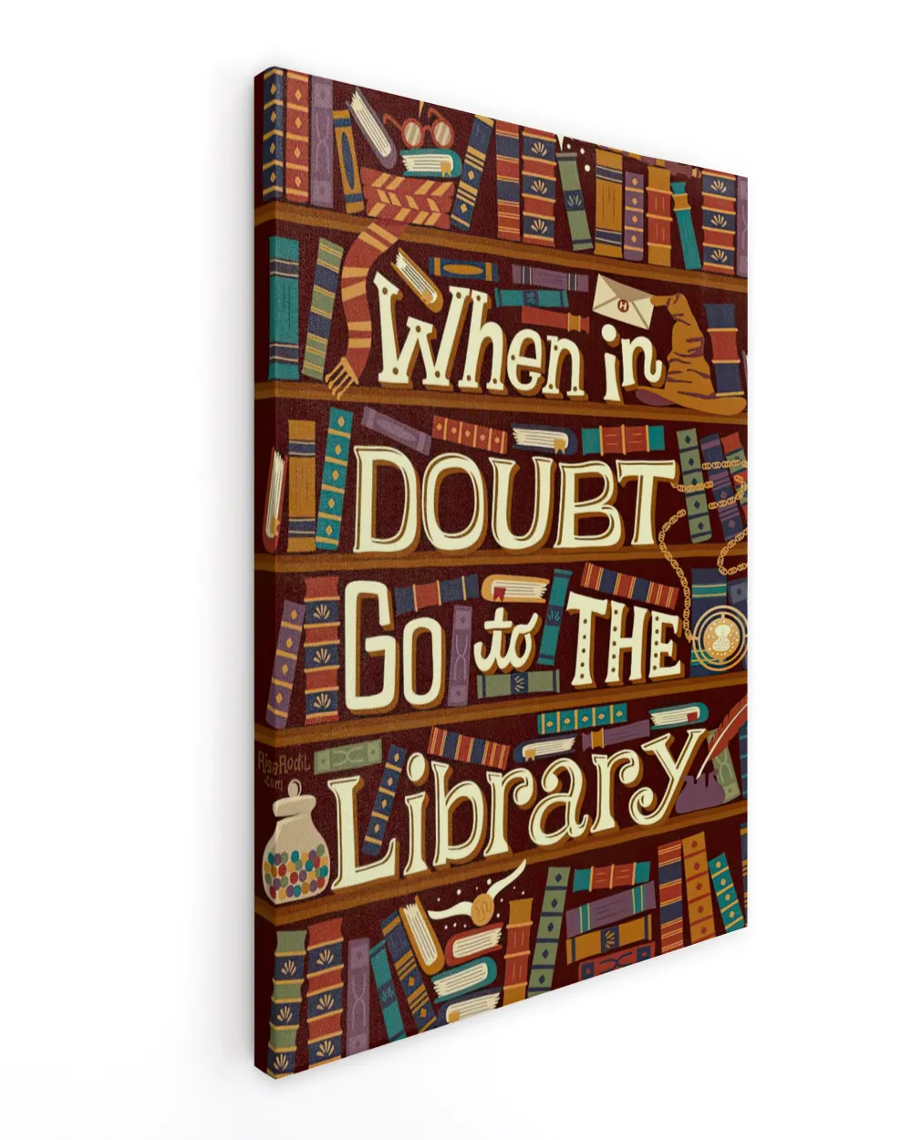 When In Doubt Go To The Library Poster and Canvas Ready To Hang Portrait Canvas white 11x14in