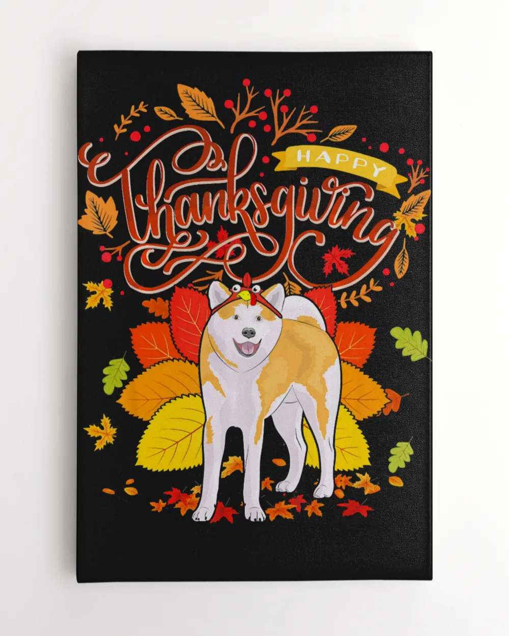 Akita Wearing Turkey Hat Fall Autumn Thanksgiving T-Shirt