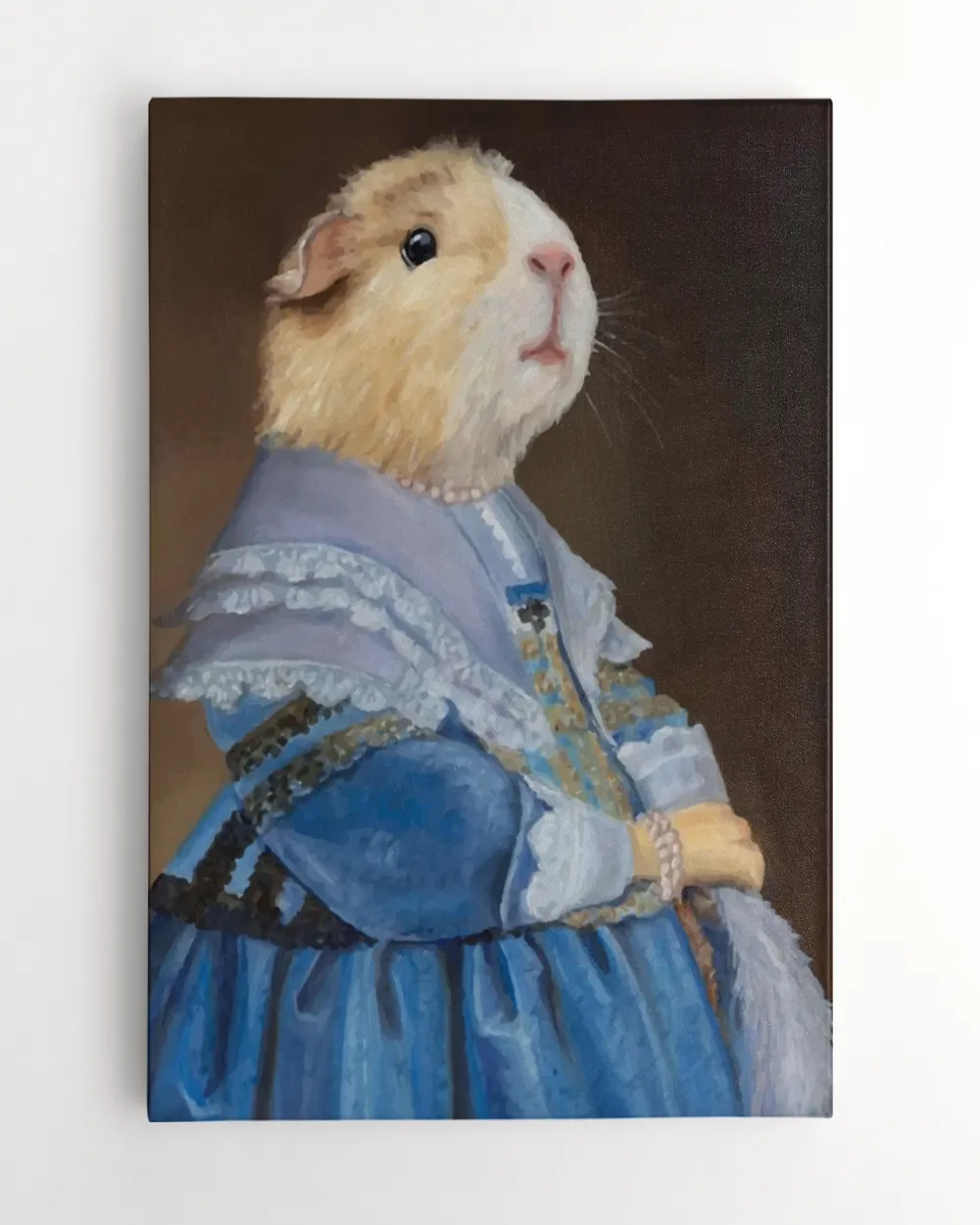 Guinea Pig Portrait on Stretch Fabric Wall Art Decor, ready to hang!
