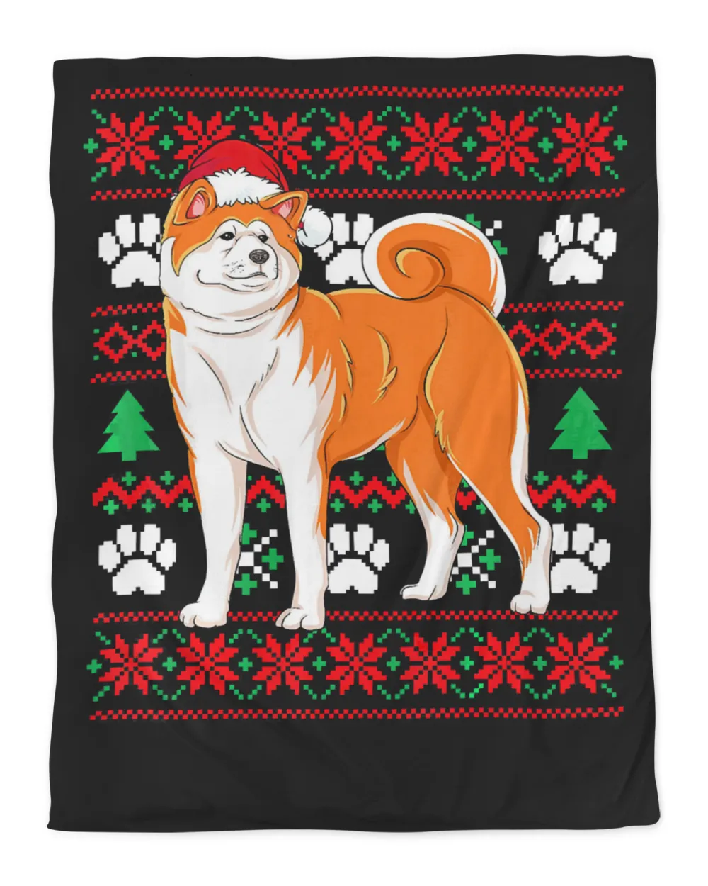 Akita Ugly Christmas T Shirt Akita Santa Hat Funny Gift T-Shirt