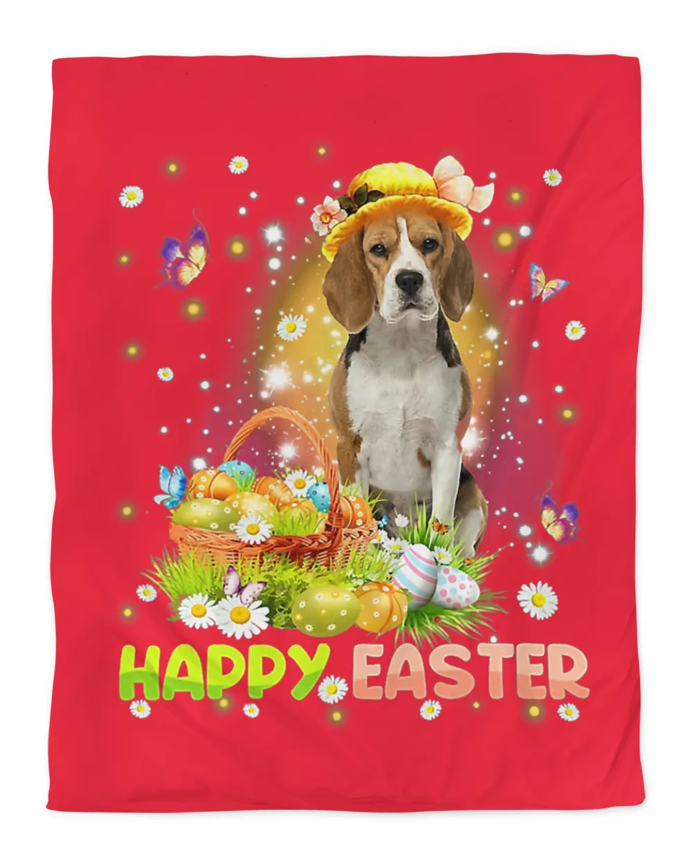 Happy Easter Cute Bunny Dog Beagle Eggs Basket Funny Dog T-Shirt