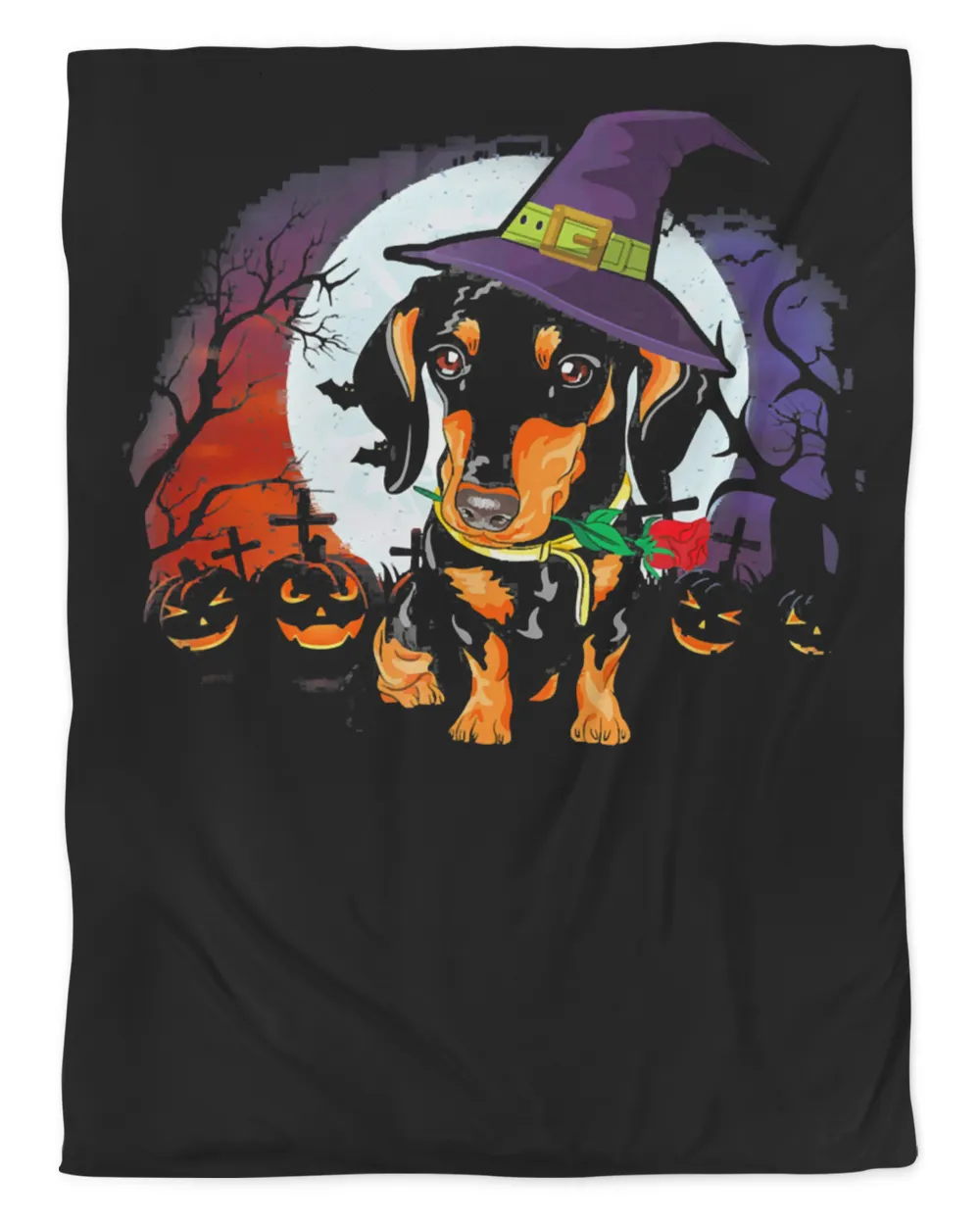 Cute Halloween Dachshund Puppy Pumpkins