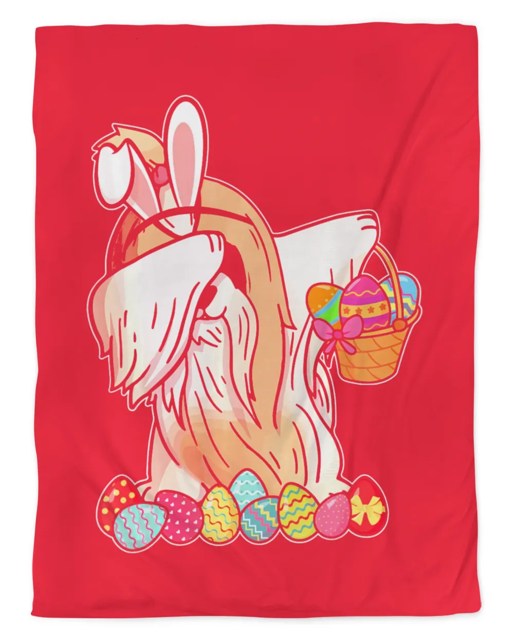 Shih Tzu Dab Dabbing Dressed Easter Bunny Egg Basket