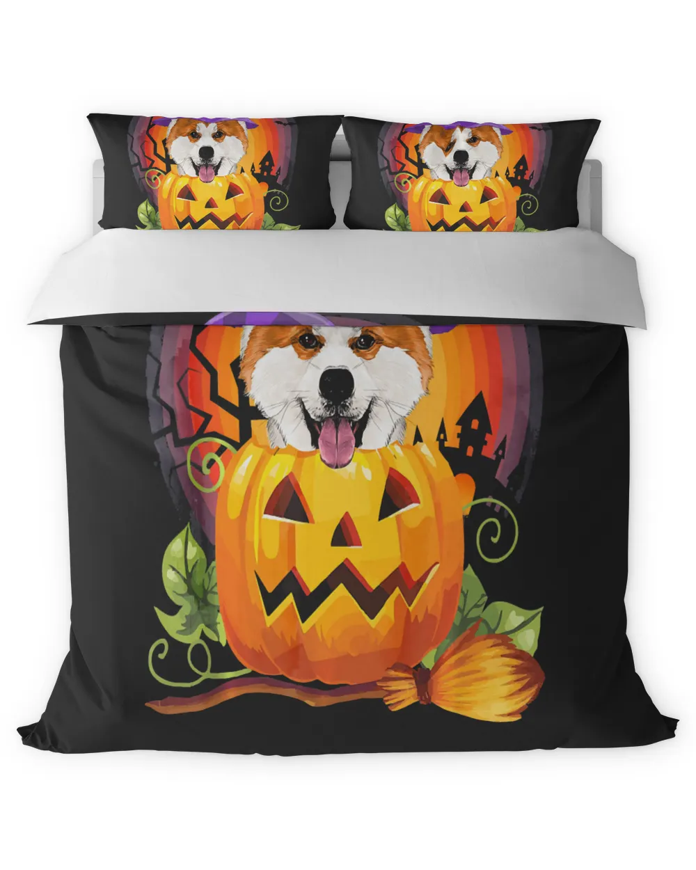 Akita Witch Pumpkin Halloween - Dog Lover Costume Gifts T-Shirt