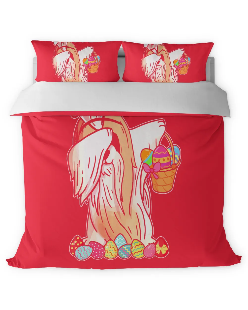 Shih Tzu Dab Dabbing Dressed Easter Bunny Egg Basket