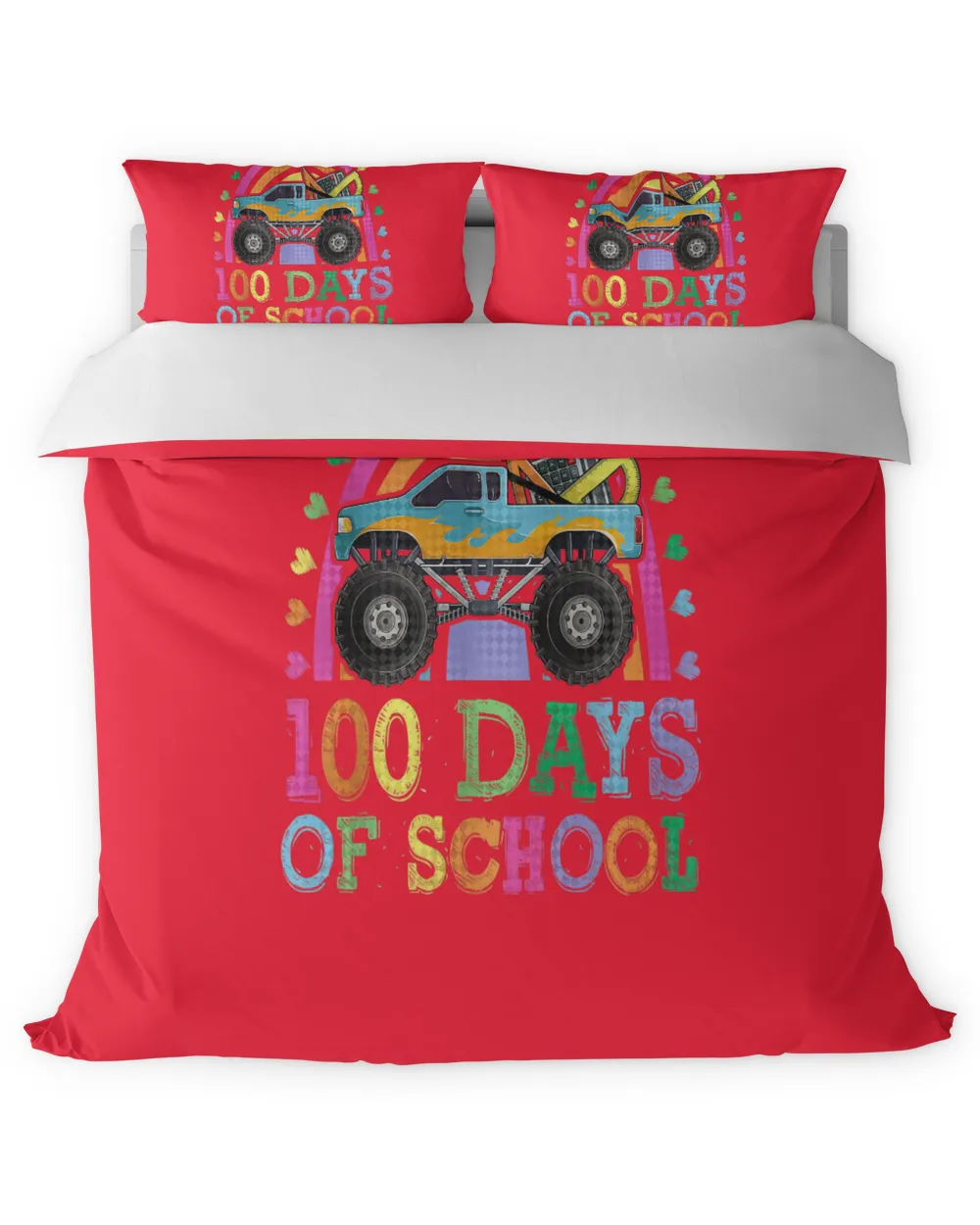 100 Days Of School Rainbow Monster Truck Shirt, Kids Boys copy