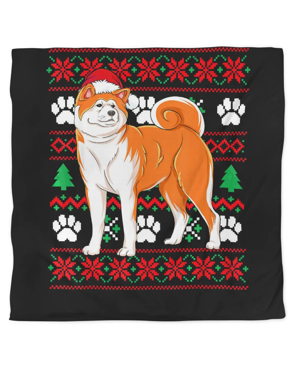 Akita Ugly Christmas T Shirt Akita Santa Hat Funny Gift T-Shirt