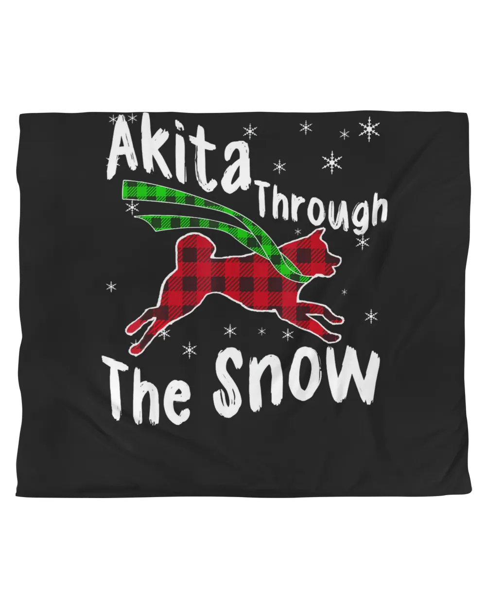 Akita Through The Snow Tee Plaid Snowflakes Lover Gifts T-Shirt