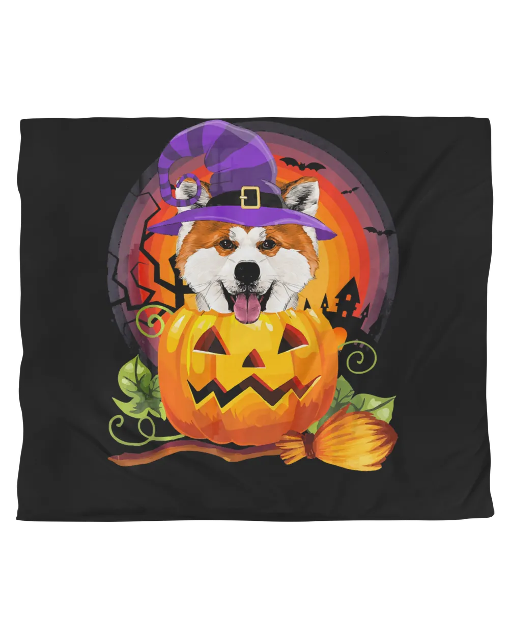 Akita Witch Pumpkin Halloween - Dog Lover Costume Gifts T-Shirt