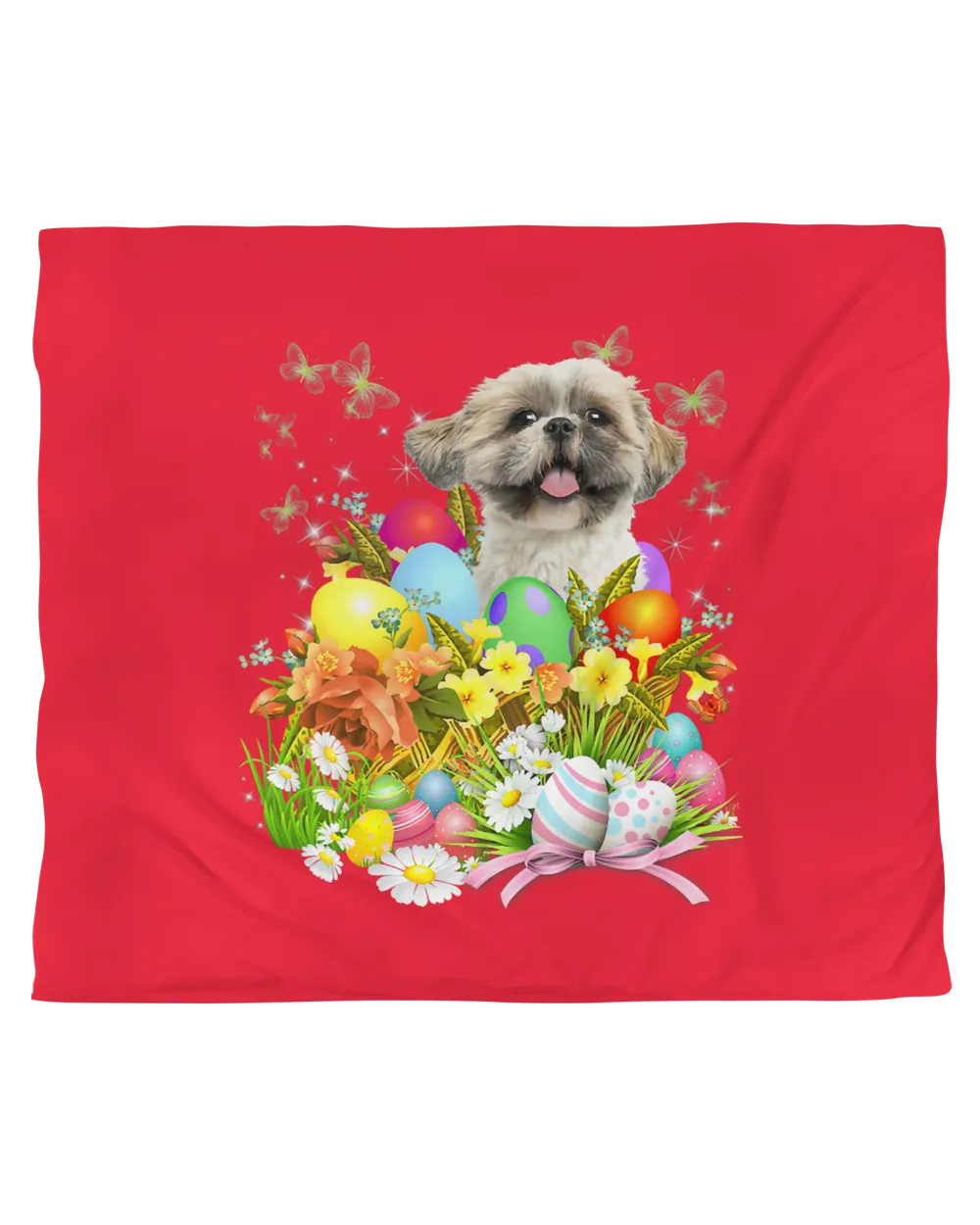 Shih Tzu Bunny Dog With Easter Eggs Basket Cool T-Shirt