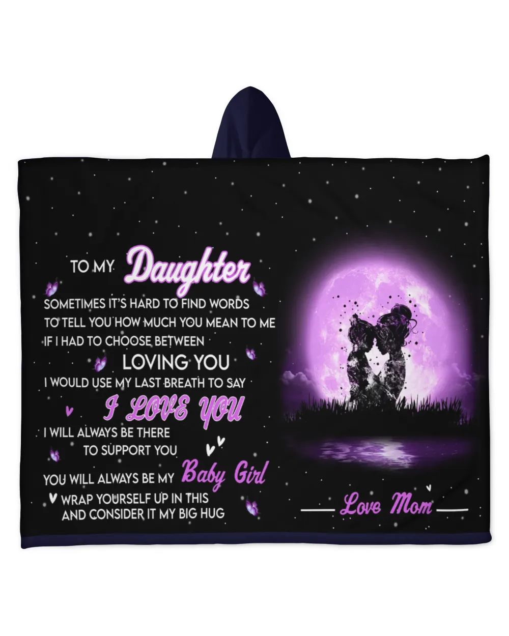 Hooded Sherpa Fleece Blanket For Daughter