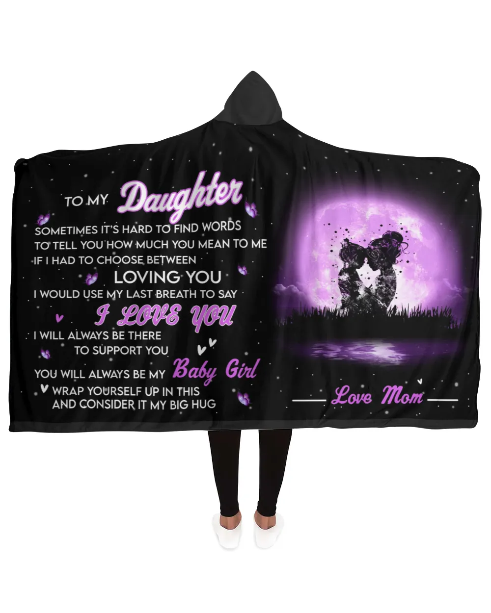 Hooded Sherpa Fleece Blanket For Daughter