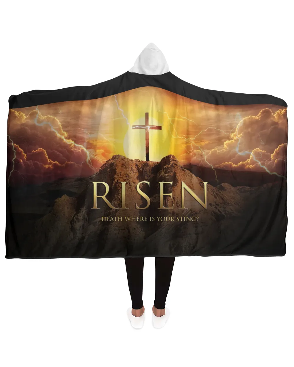 Risen Death Where is Your Sting? Hooded Blanket