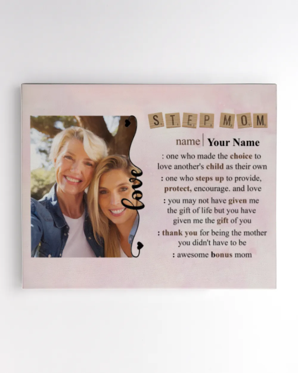 Awesome Bonus Mom Personalized Wrapped Canvas Birthday Gift Mother's Day Gift For Bonus Mom, Gifts For Mom, Gifts Idea For Mom, Mother's Day Gift