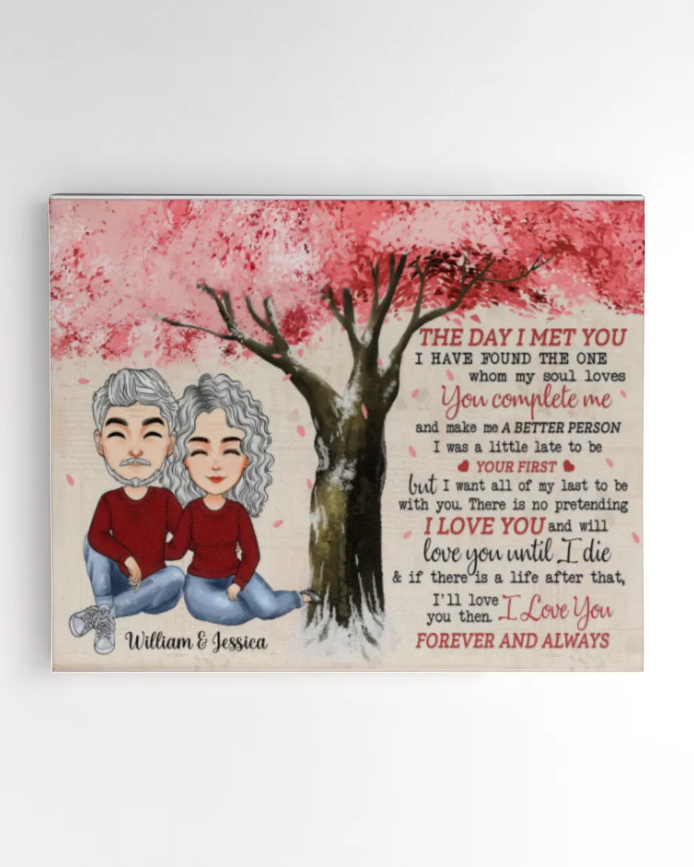The Day I Met You - Personalized Poster-Wrapped Canvas - Anniversary, Valentine, Birthday Gift For Life Partner, Husband & Wife, Couples, Gift For Wife, Gift Idea For Wife