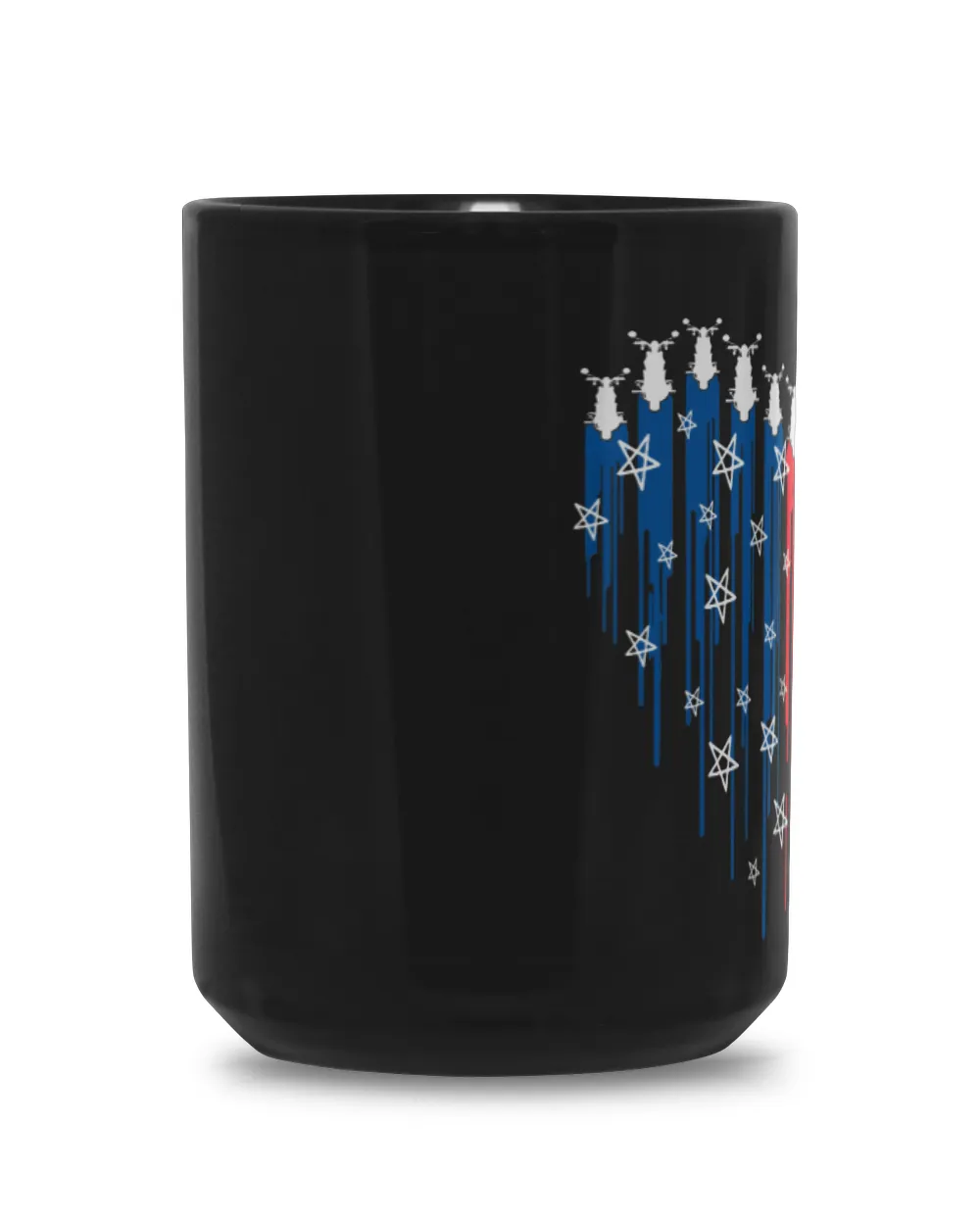 Red White Blue Heart Bobber Motorcycle Lovers Black Mug 15oz black 15oz