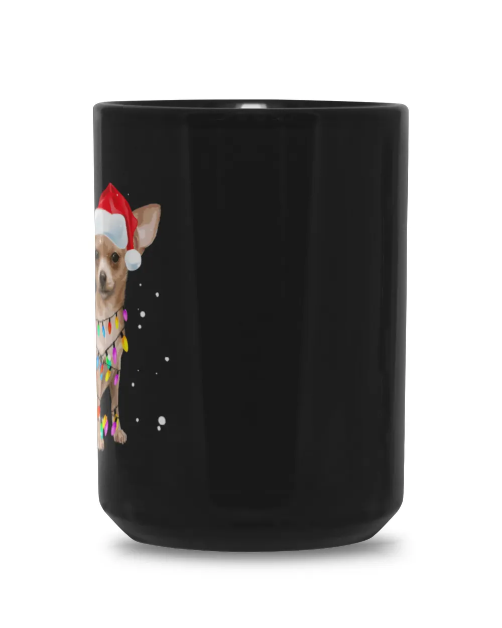 Christmas Lights Chihuahua with Santa Hat Pajamas Black Mug 15oz black 15oz